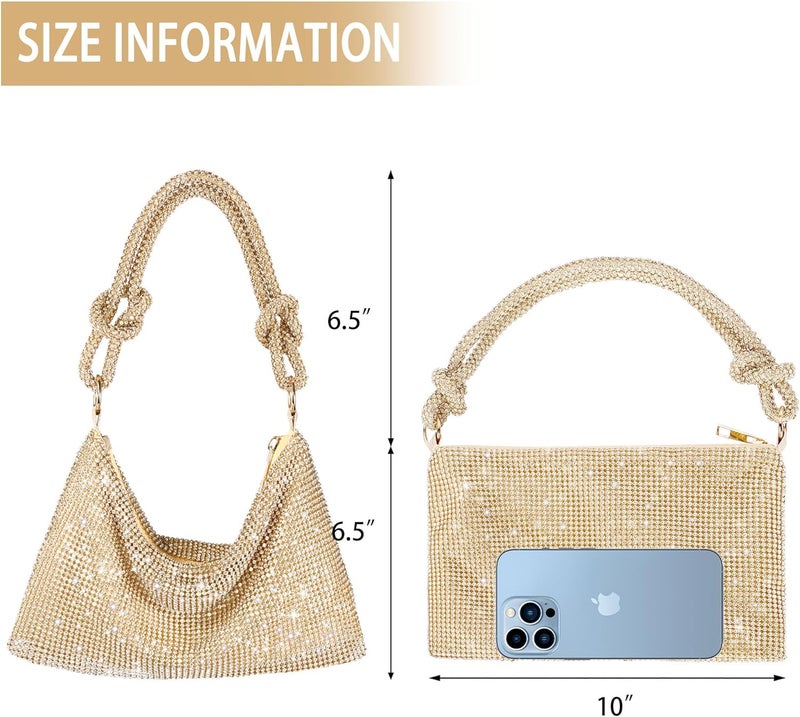 NEWROGENG Rhinestone Purse Sparkly Evening bag Silver Clutch Purses for Women Evening, Cross Body Handbags for Party Prom Club Wedding - Image 4